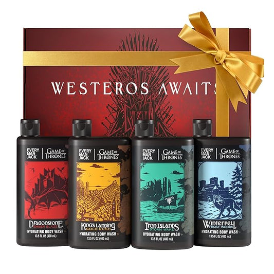 Every Man Jack Game of Thrones Collectors Body Wash Gift Set - Includes 4 Body Washes with Clean Ingredients & Westeros Inspired Scents