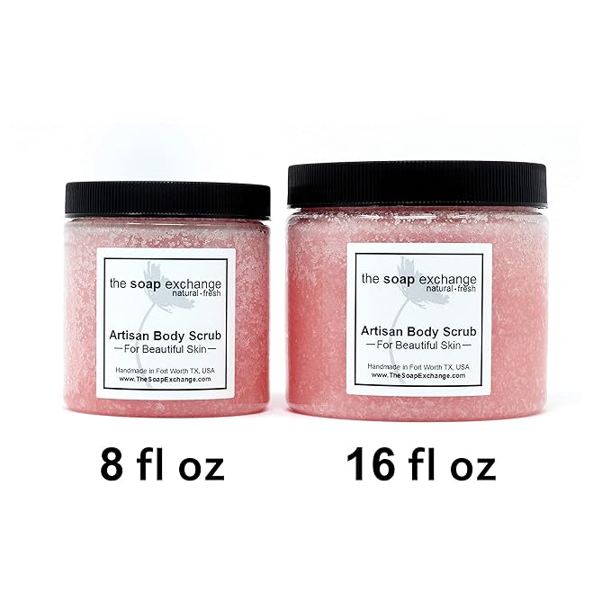 The Soap Exchange Sugar Body Scrub - Bay Rum Scent - Hand Crafted 8 fl oz / 240 ml Natural Artisan Skin Care, Shea Butter, Exfoliate, Moisturize, & Protect. Made in the USA.