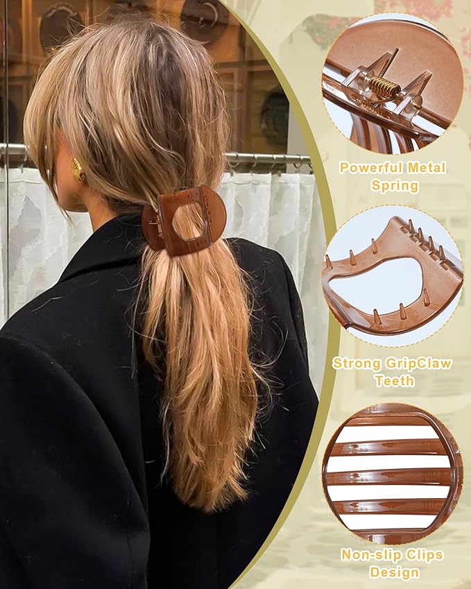 6 PCS French Flat Hair Clips for Women 2 Styles Large Matte Flat Claw Clips Strong Hold No-Slip French Hair Barrettes for Thick Thin Hair(Multicolor 5)