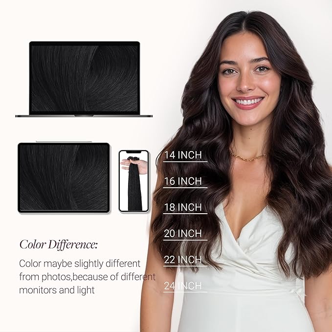GOO GOO Micro Link Tip Hair Extensions, Real Human Hair, 14inch 50g 50S, Cold Fusion, Invisible Remy, Jet Black