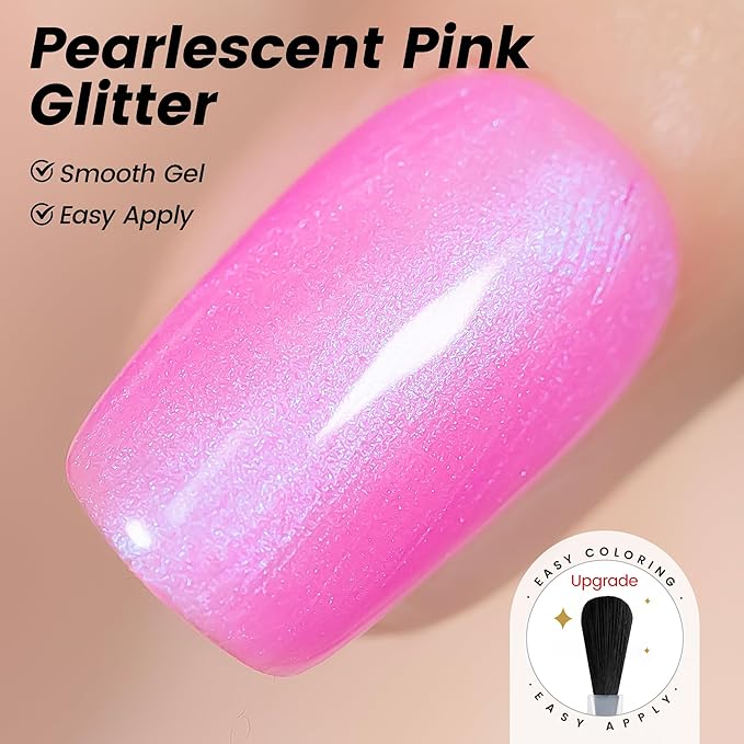 YTD Likomey Gel Nail Polish,15ml Pearlescent Pink Glitter Fall Winter Shimmer Shiny Sparkly Salon Home DIY Manicure UV Color Varnish,SF407