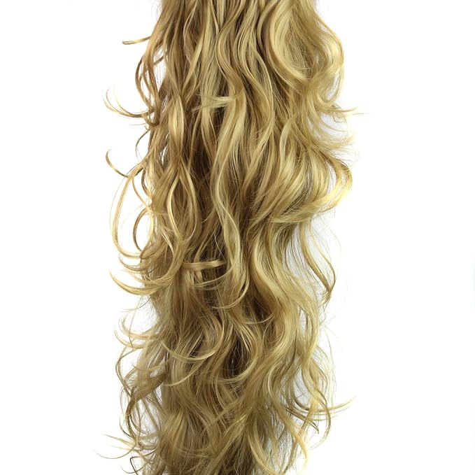S-ssoy 31"(78cm) Women's Curly Pony Tail Hair Piece Synthetic Claw Clip Ponytail Wavy Long Curled in Hair Extension Extensions Long/Voluminous Wig Hairpieces for Women Girls Lady,22#