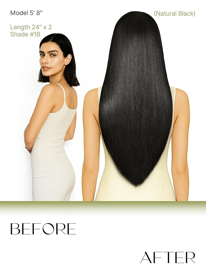 Frodio Clip Ins Hair Extensions Black: 2 Pack 200g Remy Real Human Hair Pu Seamless Silk Long Straight Invisible Full Thick Brazilian Jet Black Natural Color Beauty For Women Can Be Body Wave 14 Piece