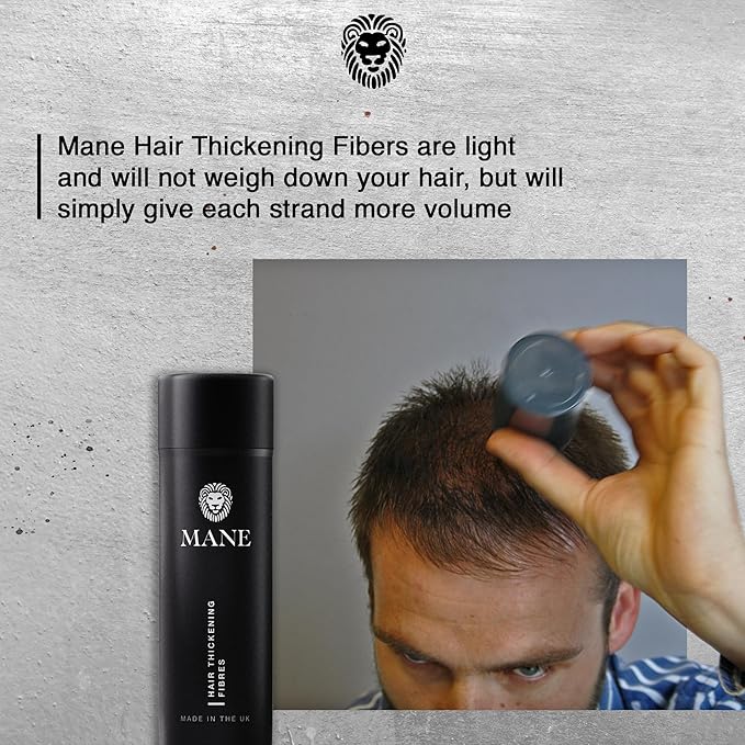Mane Hair Building Fibers for Women & Men, for Fine & Thinning Hair, Thicker Fuller Looking Hairstyle, Conceal Bald Spots - Light Brown