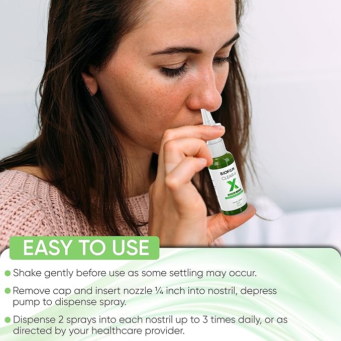 BioFilm Clear-X Nasal Spray with EDTA, Xylitol and Grapefruit Seed Extract, 2 fl oz 60 ml, 500 Sprays per Bottle