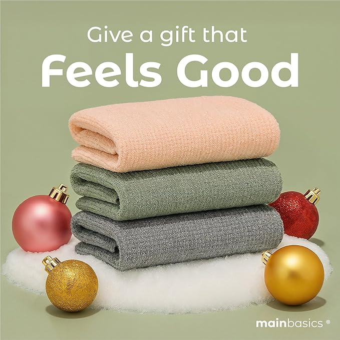 MainBasics Exfoliating Shower Towel - Japanese Nylon Bath Towel and Body Washcloth, Quick-Dry, Durable, Deep Exfoliation (Set of 3, Earthy Love)