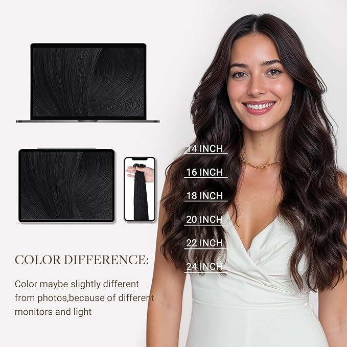 GOO GOO Micro Link Hair Extensions Real Human Hair, Upgraded 100g 100S, 24 Inch Cold Fusion Microlinks, Invisible Remy Hair, Jet Black