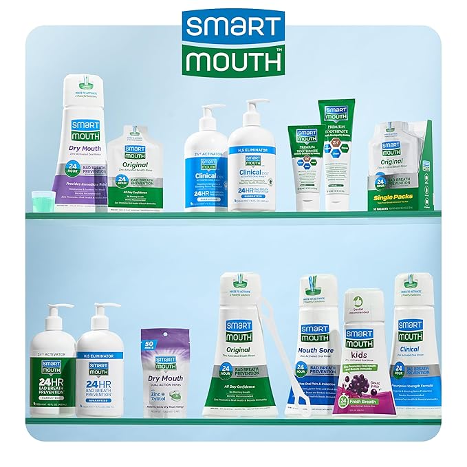 SmartMouth Dry Mouth Dual-Action Mints - Sugar-Free Breath Mints - 50 Count, 3 Pack, Mellow Mint