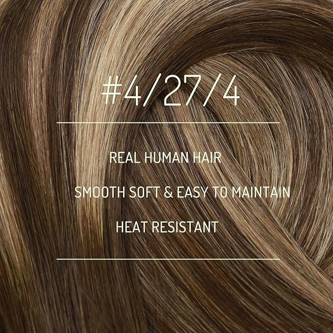 RUNATURE Clip in Human Hair Extensions Balayage Hair Extensions Clip Ins Real Remy Hair, Full Head Clip in Hair Extensions, Add Hair Volume, 18 Inch 120 7pcs #4/27/4 Brown to Blonde