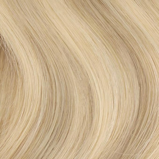 HOTBANANA Seamless Clip in Hair Extensions 20 inch 150g 7pcs Dirty Blonde Highlighted Bleach Blonde Clip in Remy Human Hair Extensions Straight Hair Invisible PU Skin Weft