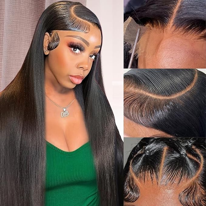 30 Inch 13x4 Lace Front Wigs Human Hair 180 Density Straight HD Lace Front Wigs Human Hair Pre Plucked 13x4 Lace Frontal Straight Human Hair Wigs for Women Glueless Wigs Human Hair (Natural Color)