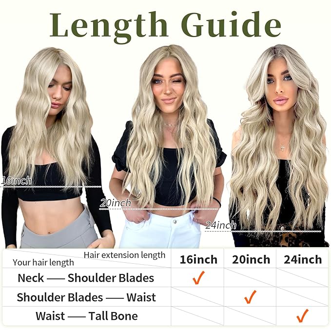 KooKaStyle Invisible Wire Hair Extensions with Transparent Headband Adjustable Size 4 Secure Clips Long Wavy Secret Wire Hairpiece Light Brown mix Platinum Blonde 24 Inch for Women