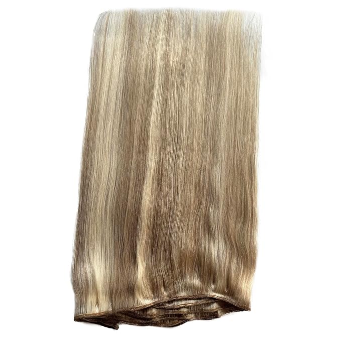 Licoville Hair Weft Extensions Human Hair Light Ash Blonde and Platinum Real Human Hair Bundles Sew in Hair Extensions Straight 22 Inch 120G Thick and Full Blonde Highlight Hair Wefts for Women