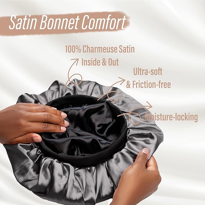 CAPLORD Double Sided Satin Bonnet for Sleeping - Adjustable Silk Sleep Cap for Women and Men