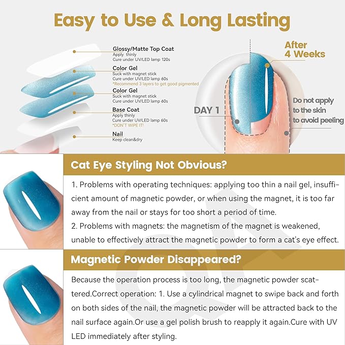 YTD Likomey Cat Eye Gel Nail Polish,Silk Glass 15ml Blue Magnetic Shimmer Glitter Moonlight Jelly Shiny Salon Home Fall Winter UV Color Varnish with Magnet Stick,HEMA Free TPO Free,MY504