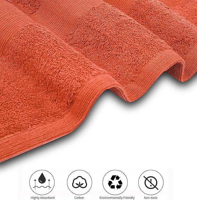 Softolle Luxury Bath Towels Set of 4 (27” x 54”) | Towels for Bathroom | Super Soft | Highly Absorbent Towels for Home, Spa, Gym (Coral)