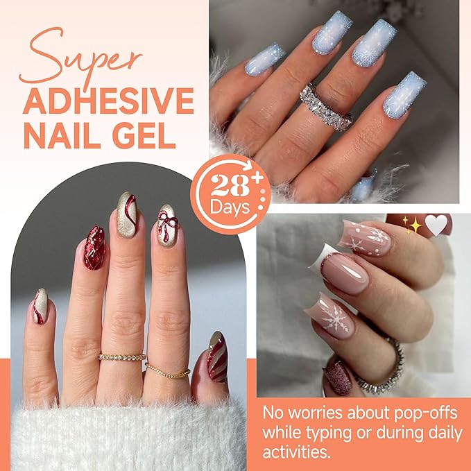 UNA GELLA Solid Nail Glue Gel 15ml Lamp Curing Needed Solid Soak Off U V/LED Lamp Required Super Strong Glue For Fake Acrylic Soft Gel Nail Tips Press On Nails Art Extension