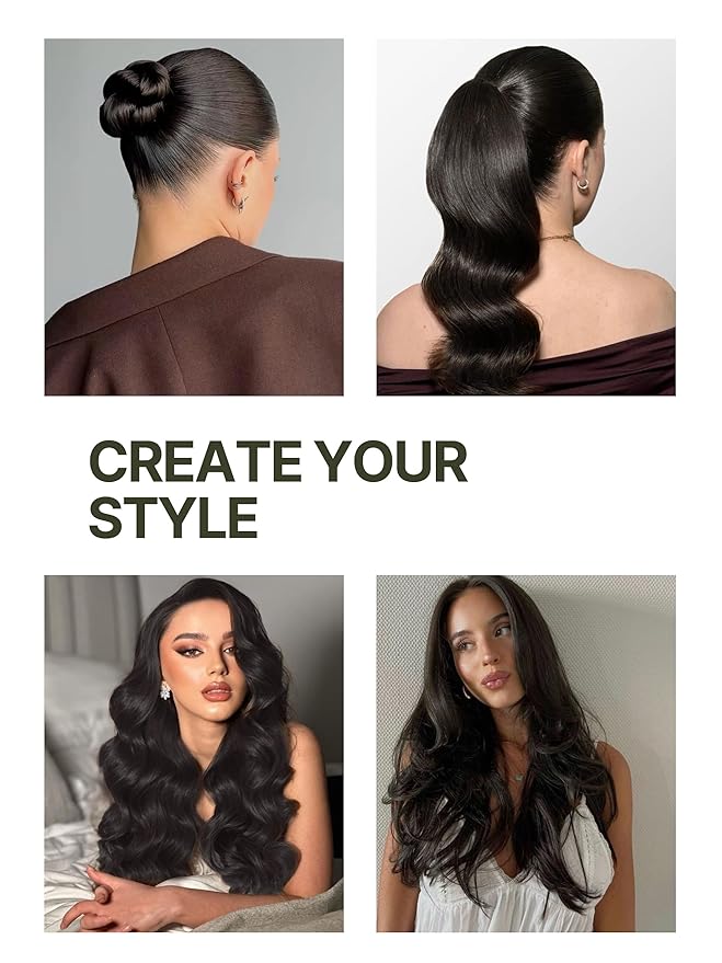 Frodio Clip Ins Hair Extensions Black 20 inches Remy Real Human Hair Seamless Silk Long Straight Full Thick Virgin Brazilian Jet Black Natural Color Beauty For Women Can Be Body Wave 135g 9 Piece