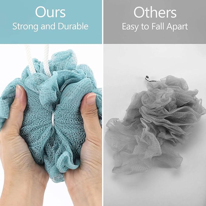 BTYMS 4Pcs Loofah Sponge 60g/pc Bath Puffs Shower Scrunchies Mesh Pouf for Shower