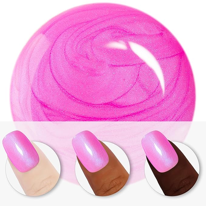 YTD Likomey Gel Nail Polish,15ml Pearlescent Pink Glitter Fall Winter Shimmer Shiny Sparkly Salon Home DIY Manicure UV Color Varnish,SF407