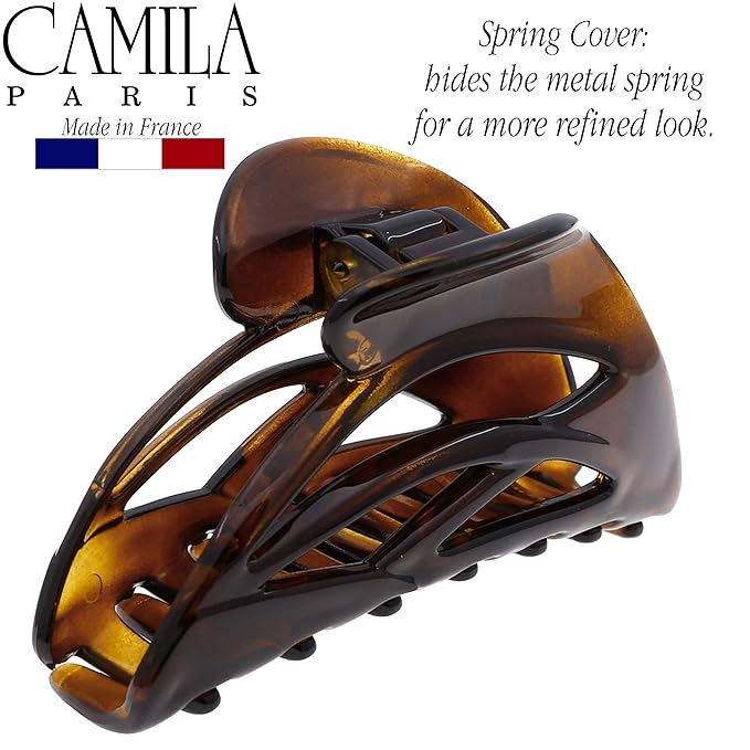 Camila Paris CP2296 French Hair Clip for Women, Large Dolphin Tortoise Shell, Girls Hair Claw Clips Jaw Fashion Durable and Styling Hair Accessories for Women, Strong Hold No Slip Grip Made in France