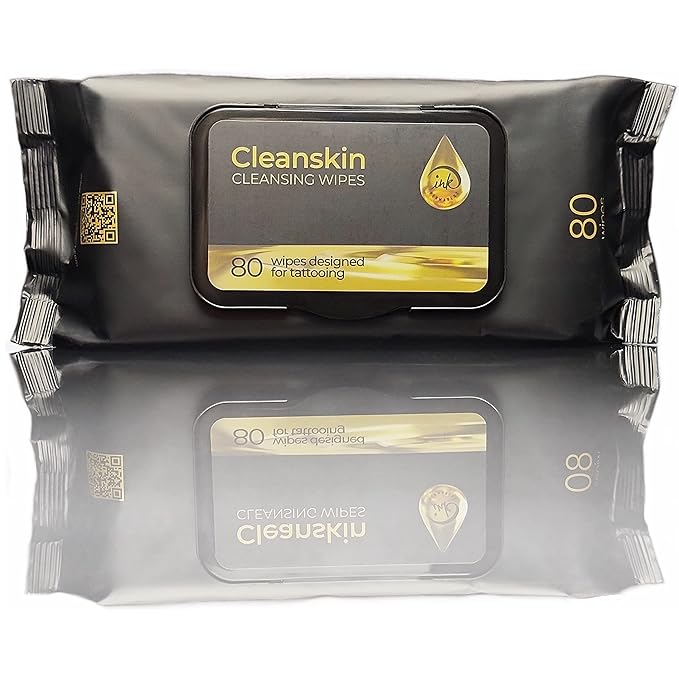 CleanSkin Cleansing Green Soap Tattoo Wipes All in One Solution Tattoo Wipes for during Tattooing | Tattoo Aftercare | Green Soap for Tattooing