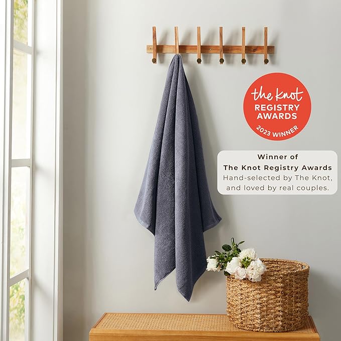 Great Bay Home 100% Cotton Oversized 2 Pack 68x35 Extra Large Towel Set - Absorbent, Quick-Drying, Durable Oversized Bath Sheets for Bathroom Décor (Stone Blue)