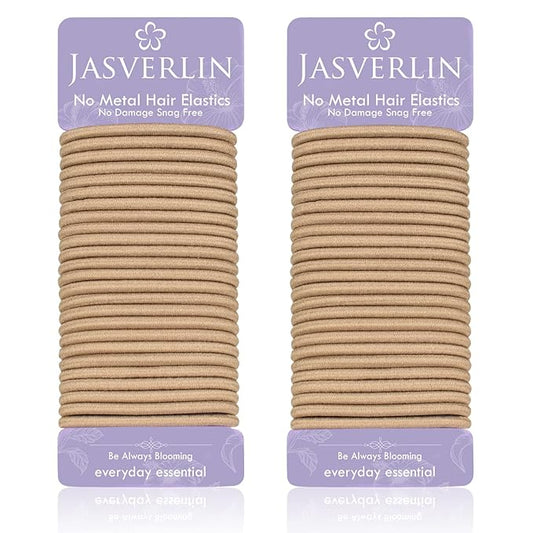 Thick Hair Elastics Ties Blonde, Large Ponytail Holders Hair Bands for Women’s Curly Thin Texture, 5mm No Damage Breakage Braided Accessories for Girls 48 Pcs