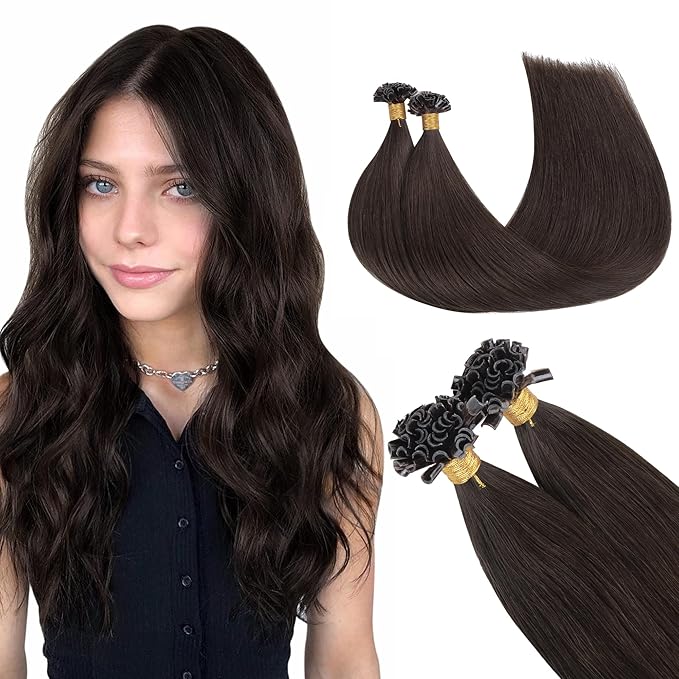 GOO GOO U Tip Hair Extensions, Real Human Hair, 14inch 50g 50S, Hot Fusion, Invisible Remy, 2A Light Brown