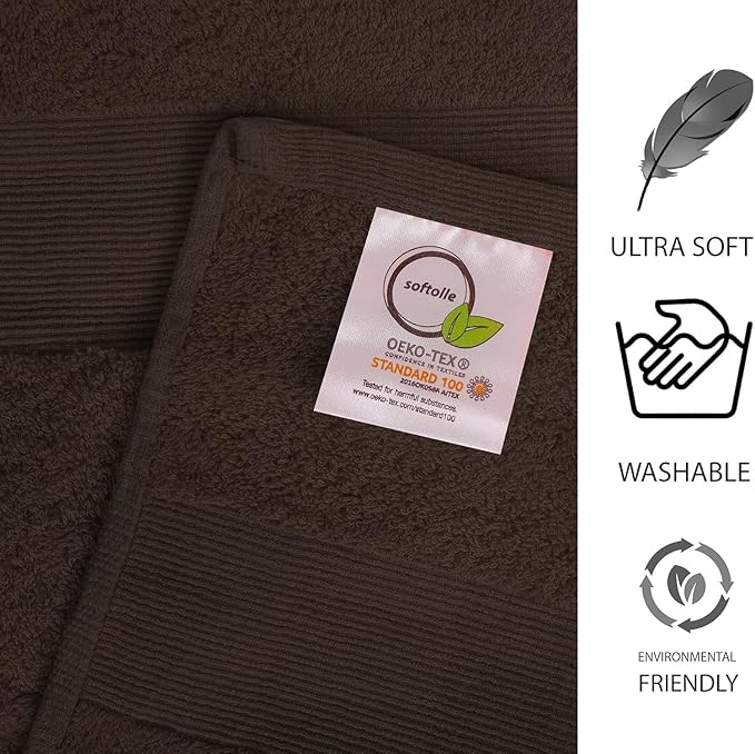 Softolle 100% Cotton Luxury Bath Sheets - Pack of 2 (35" x 70") | Super Soft, Quick-Dry & Highly Absorbent Towels for Bathroom, Home, Spa & Gym (Dark Brown)