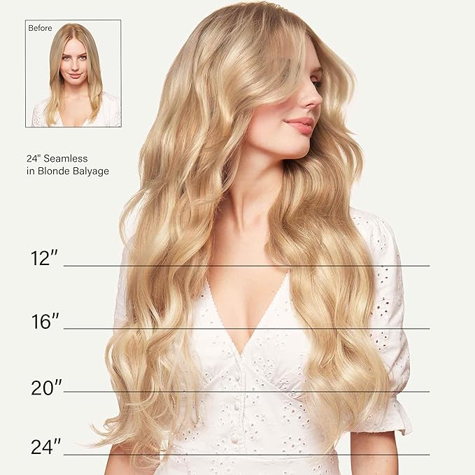 Luxy Hair 24" Platinum Blonde Classic Clip-In Hair Extensions (240 grams) 100% Remy Human Hair, Natural,Volume, 10-Piece Set, Blends Easily