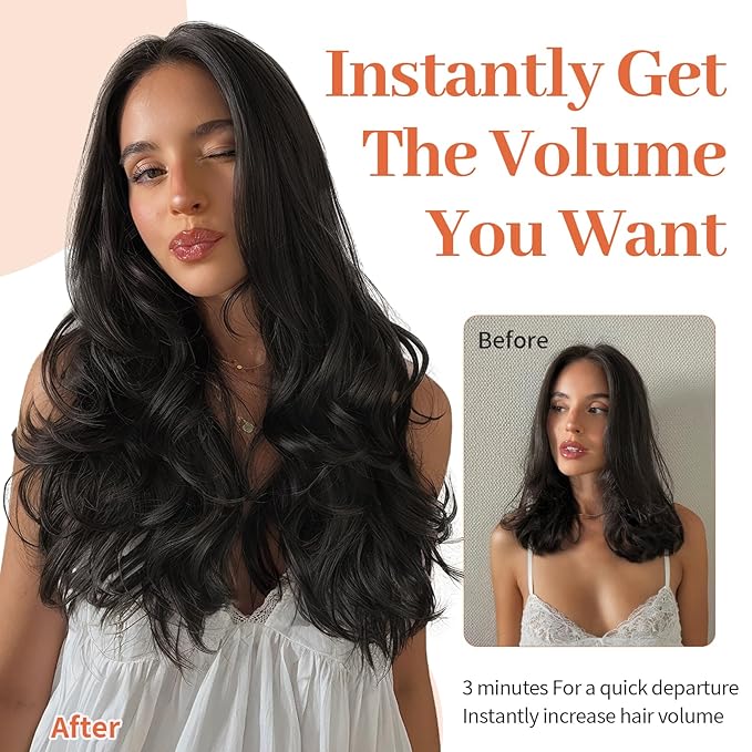 Kookastyle clip in hair extensions 4 pcs natural long Synthetic wavy curly hairpieces Layered soft invisible for women Natural Black 20 inch