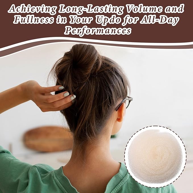 Hairs Sponge for Updo & Volumes Bump Tool, Volume Bumps Insert, Hair Filler for Thin Hairs, Hair Bumps for Volume Insert Tousle Sponge with 70 Bobby Pins Salon Must-Have (Off White)