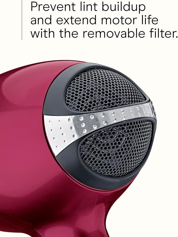 Infiniti PRO CONAIR Hair Dryer with Diffuser, Professional AC Motor, Tourmaline Ceramic Technology Blow Dryer, Includes Concentrator and Blowout Brush, Amazon Exclusive, Burgundy