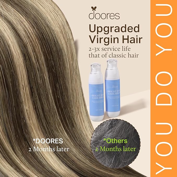 DOORES I Tip Human Hair Extensions - Balayage Chocolate Brown to Honey Blonde, 22 Inch, 50g/50s - Remy Cold Fusion Straight Itip