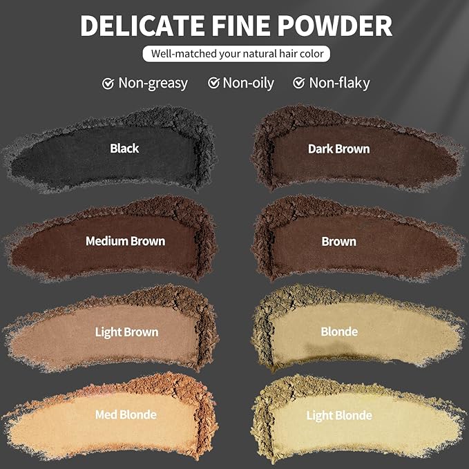 Hairline Powder 24H Stain-Proof, Root Touch Up Hair Color for Gray Coverage,Bald Spot Concealing Hair Shadow Powder for Women & Men,Natural-Looking (Medium Brown)