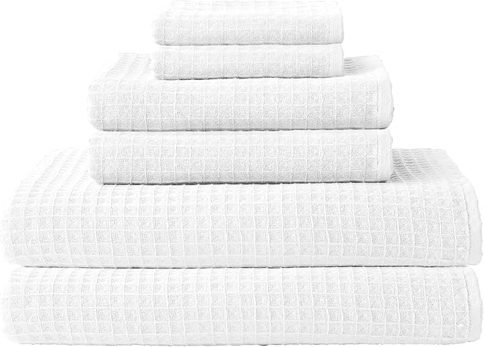 UCHINO Waffle Twist Cotton Weave Bath Towel for Bathroom Lightweight Absorbent Quick Dry Honeycomb Texture Solid Terry Loop Reverse 30" x 60", 1 Bath Towel, White