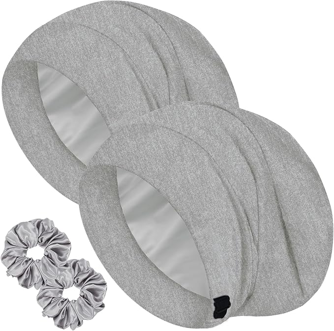 Sleep Cap Bonnet for Sleeping, Adjustable Cooling Ice Silk Lined Hair Bonnets for Natural Curly Braids Beanie Hat Women Men
