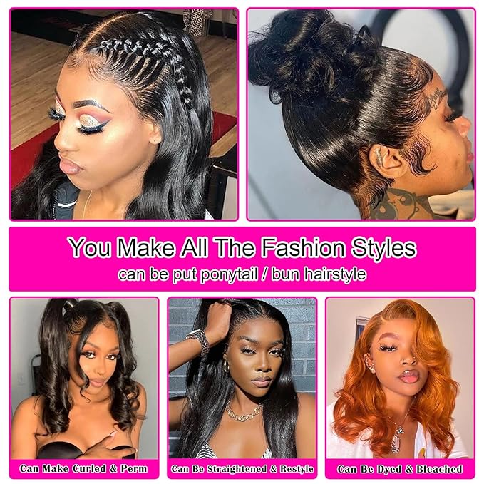 Aicrelery 13x6 HD Lace Front Wigs Human Hair Pre plucked Body Wave Frontal Wigs Human Hair Pre Plucked Bleached Knots With Baby Hair 180 Density Brazilian Hair Wigs for Women (20 Inch, Natural Color)
