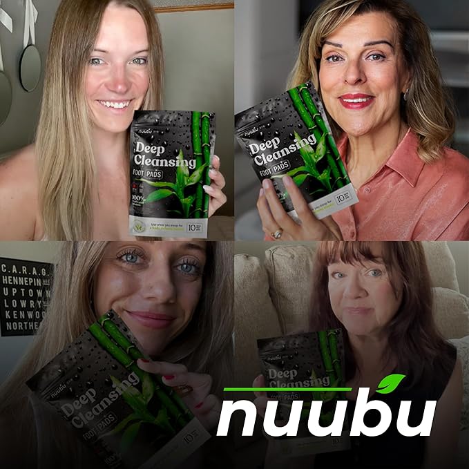 Nuubu Deep Cleansing Foot Pads - Premium Japanese Organic Natural Herbal Patches for Foot Care, Natural Ingredients - Bamboo Vinegar & Tourmaline (30 Pc)