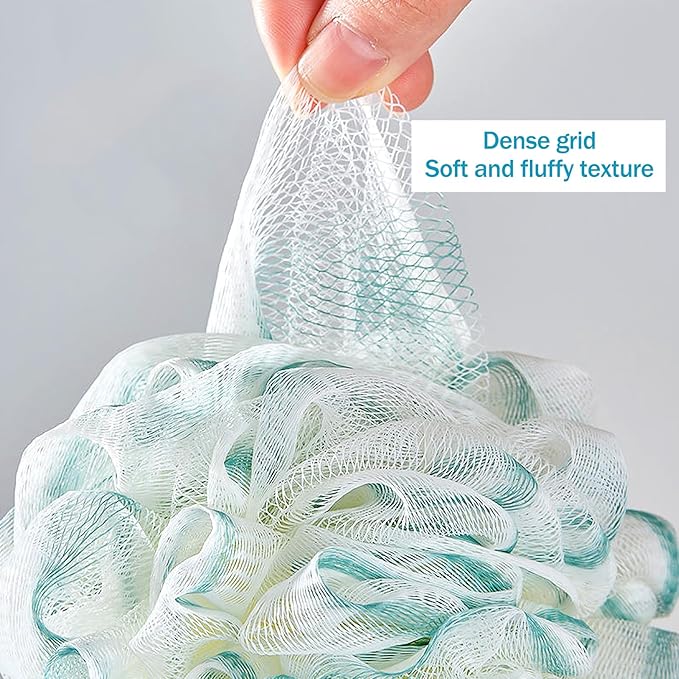 Shower Gel, Loofah Sponge Bag, Body Scrub, Exfoliating Shower Gel, Sponge, Men's and Women's Shower Accessories, Cleaning Tools (2 Pieces Red,Green)