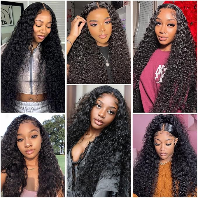26 Inch Water Wave Lace Front Wigs Human Hair Pull Go 13x6 HD Transparent Lace Frontal Glueless human Hair Wigs 200% Drawstring Wigs With BabyHair Wet And Wave Human hair Wig For Black Women