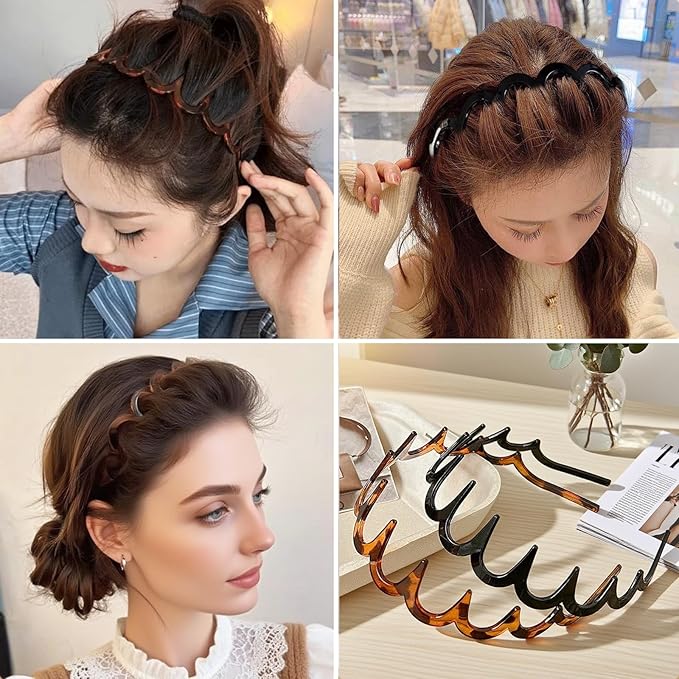 U Shape Fashion Tooth Hair Comb Headband,Zig Zag Headbands for Women，High Cranium Head Band,Wavy Teeth Hairs Hoop for Women Girls Hairs Accessory Styling(4PCS)