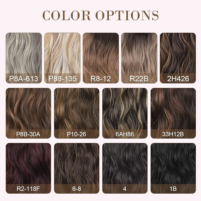 REECHO Hair Extensions, 4PCS Clip in Hair Extensions HE001 Natural Soft Synthetic Hairpieces for Women, Chestnut Brown With Blonde Highlights
