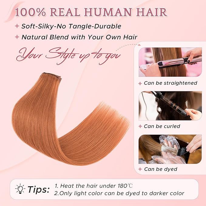 SEGO Clip In Short Hair Extensions Real Human Hair Single 6 Pcs Individual Clip Ins Highlight Remy Balayage Straight Soft Seamless Hairpieces for Women -10 Inch #33 Dark Auburn