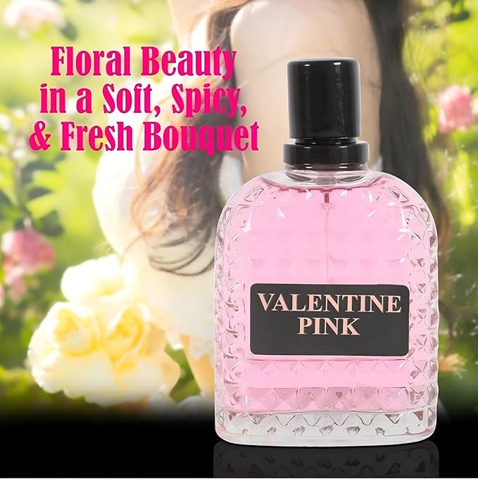 4PCS Perfume Set for Women - Floral Fragrance Gift Set with Vanilla,Sweet Fruity, Eau De Parfume| 3.4 Fl Oz Each Women's Cologne(Valentine Milano/Rose/Pink,Valuable,)