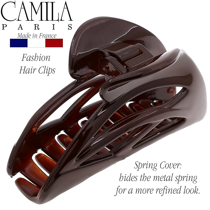 Camila Paris CP3436 French Hair Clip for Women, Large Dolphin Brown, Girls Hair Claw Clips Jaw Fashion Durable and Styling Hair Accessories for Women, Strong Hold No Slip Grip Made in France