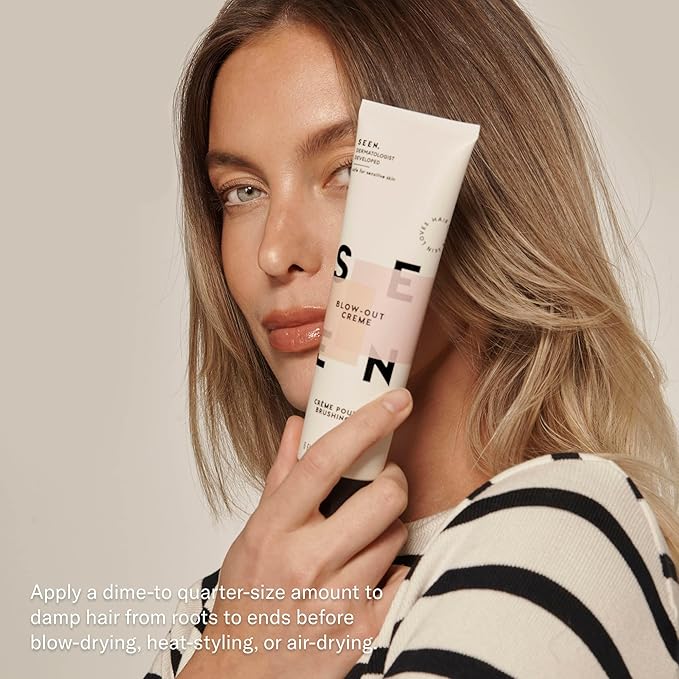SEEN - Blow-Out Creme - Scented - Non-Comedogenic & Blow Out Hair Cream- Reduces Frizz- Heat Protectant- Safe for Sensitive & Acne Prone Skin