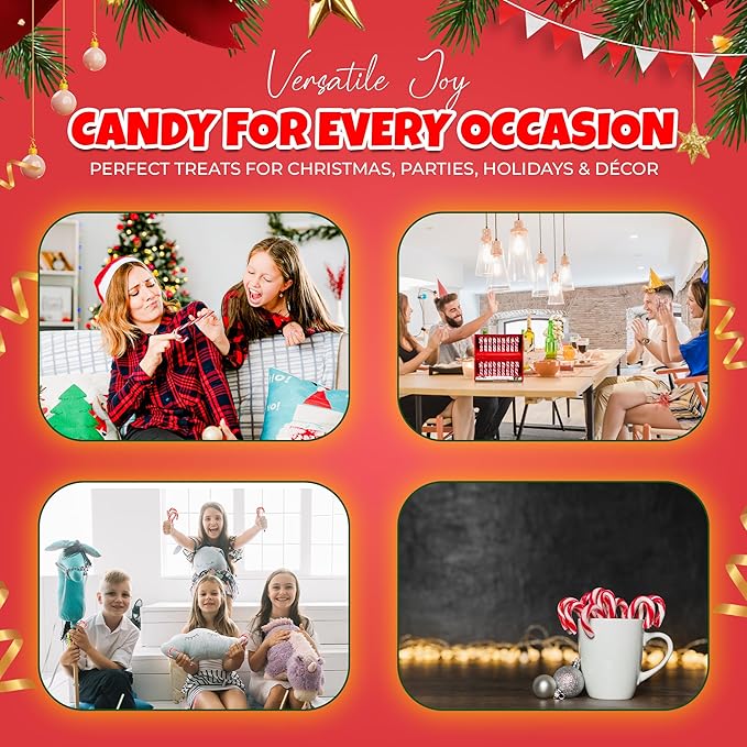 Christmas Candy Canes 36 Pack - Classic Red & White Peppermint Sticks Individually Wrapped - Bulk Christmas Candys for Holiday Treats, Decorations, Stocking Stuffers & Gifts