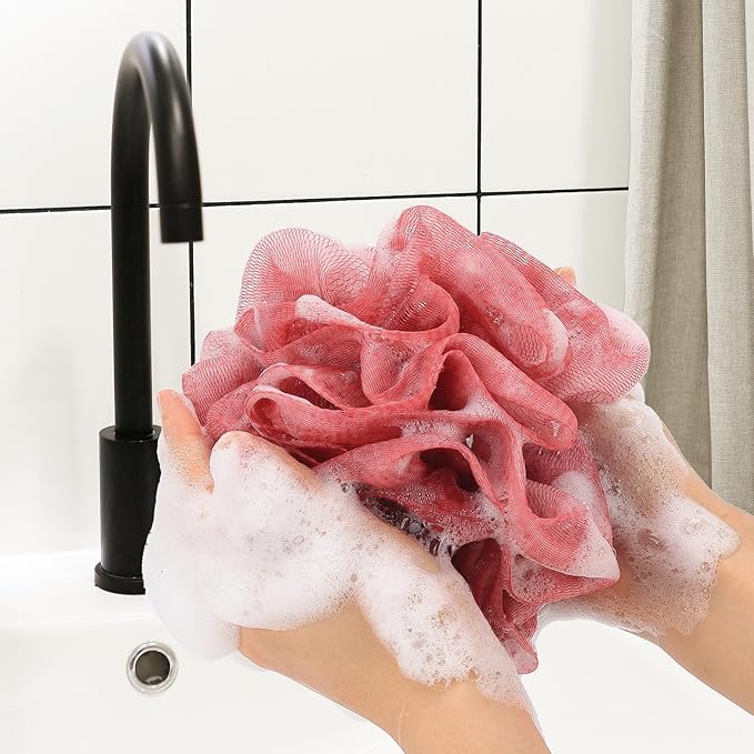 4 Pack Bath Sponge, Bath Shower Loofahs Mesh Pouf Sponge Body Scrubber Exfoliator Scrubber - 50g/Piece